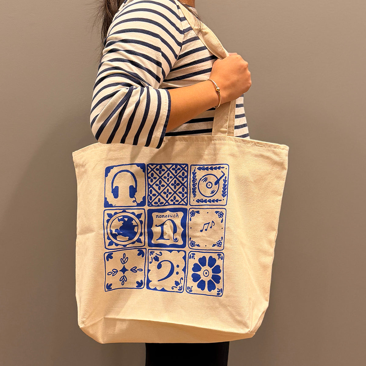 Nonesuch Blue-Tile Zippered Tote Bag