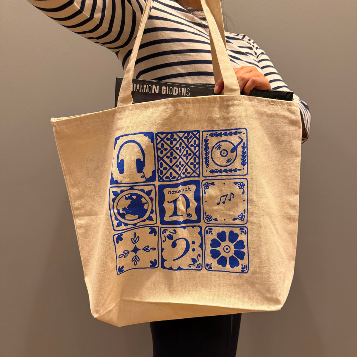 Nonesuch Blue-Tile Zippered Tote Bag