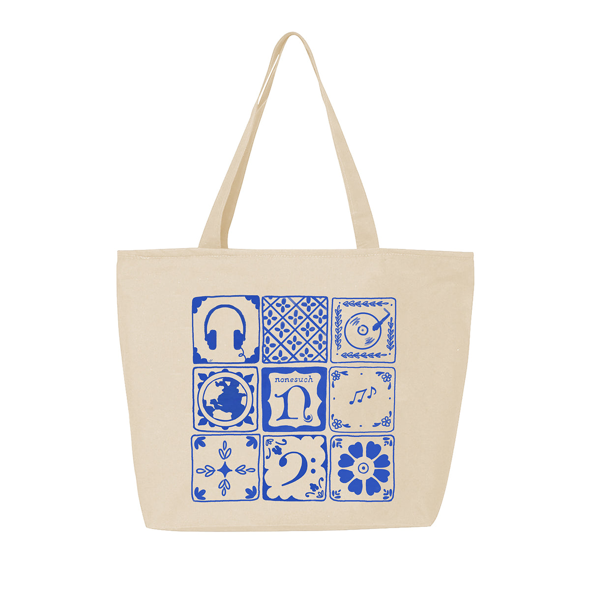 Blue-Tile Nonesuch Blue-Tile Zippered Tote Bag