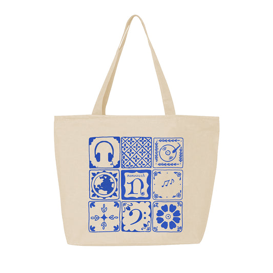 Blue-Tile Nonesuch Blue-Tile Zippered Tote Bag