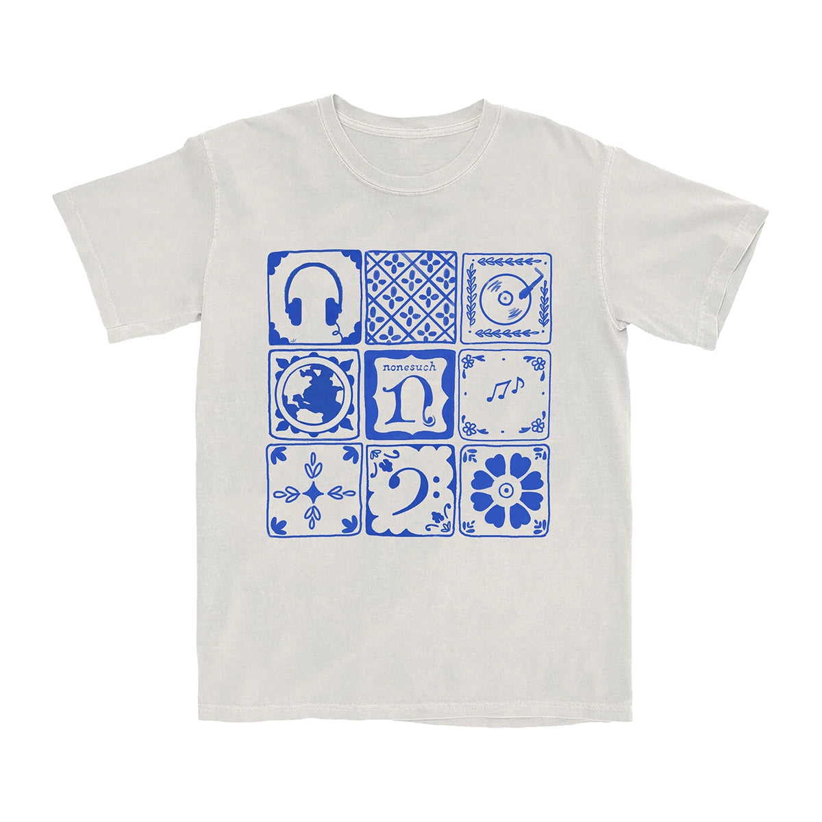 Blue-Tile T-Shirt, White
