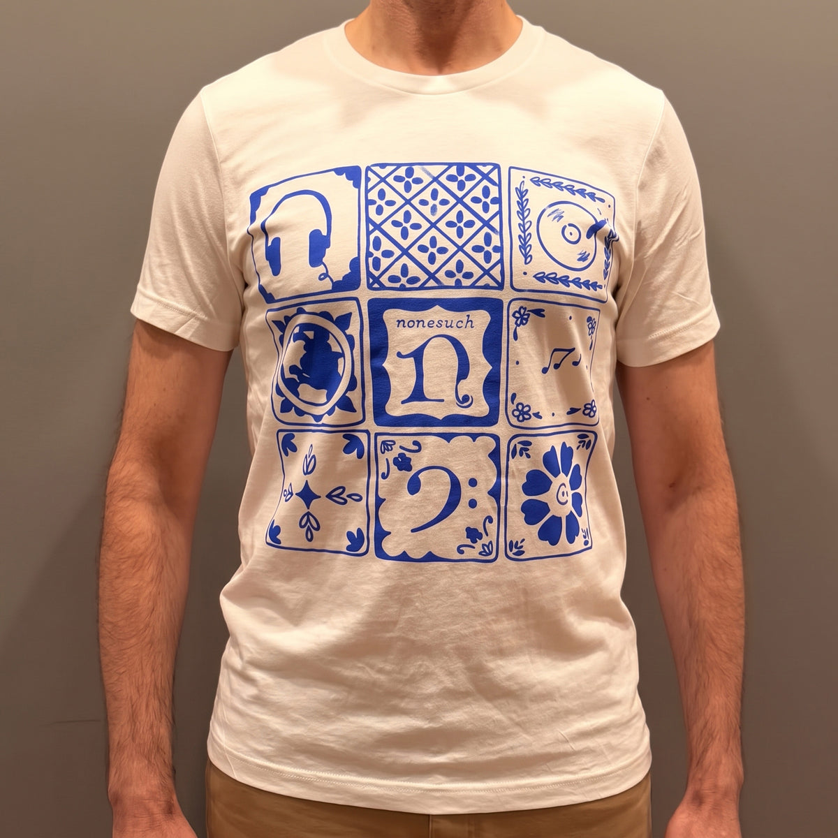 Blue-Tile T-Shirt, White